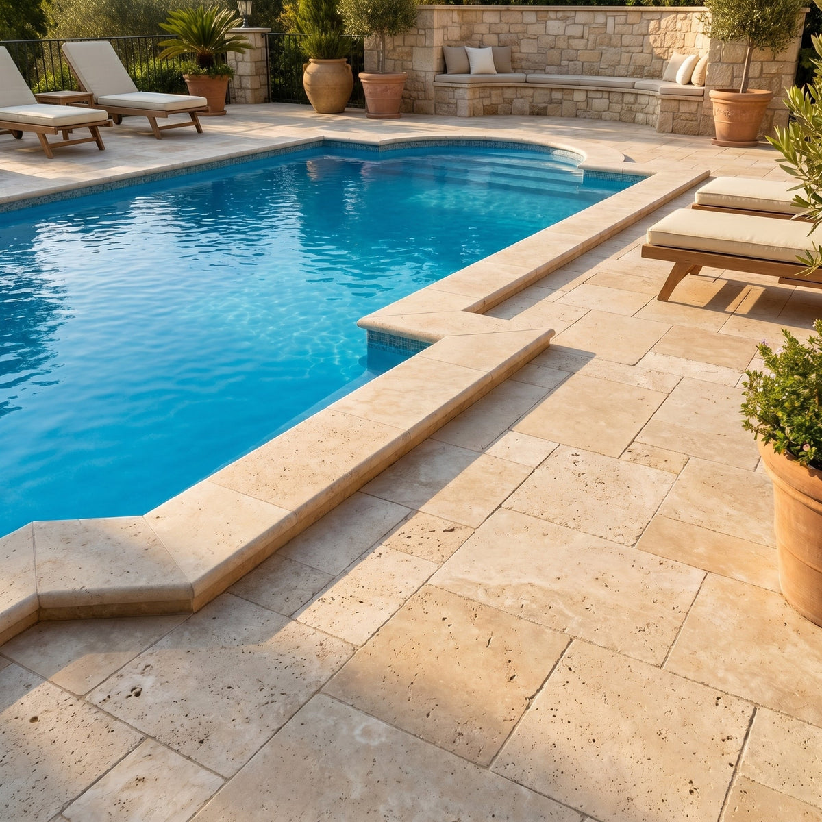 Travertine Miletos Ivory Tumbled Pavers