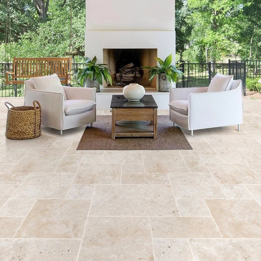 Travertine Miletos Ivory Tumbled Pavers