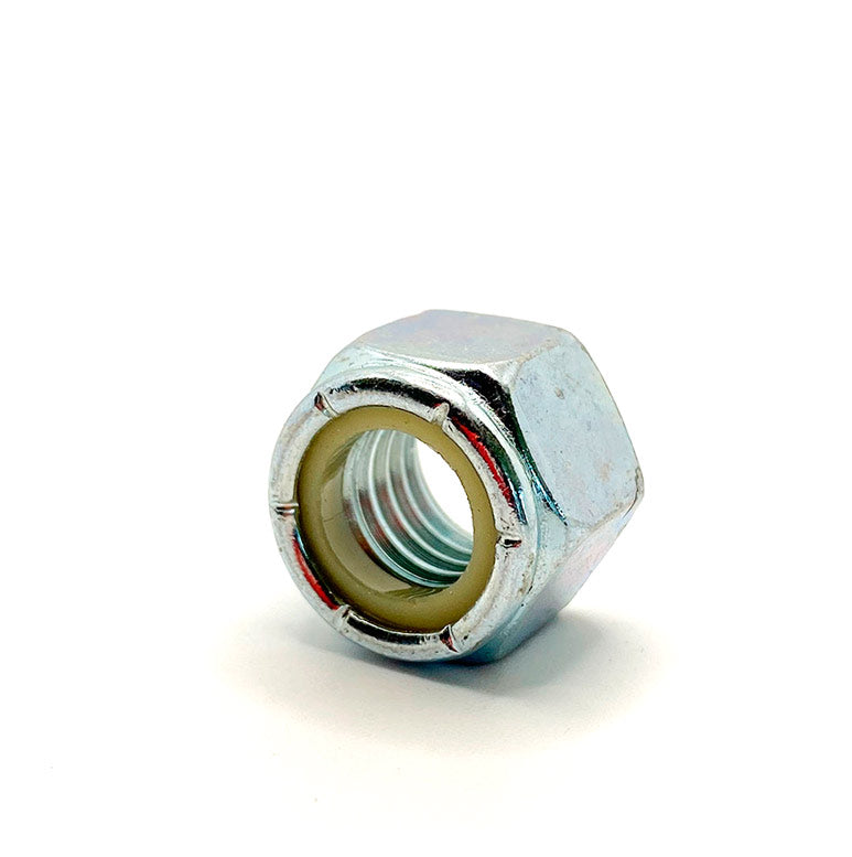 7/16-14in UNC Low Carbon Nylon Lock Nut Clear Zinc