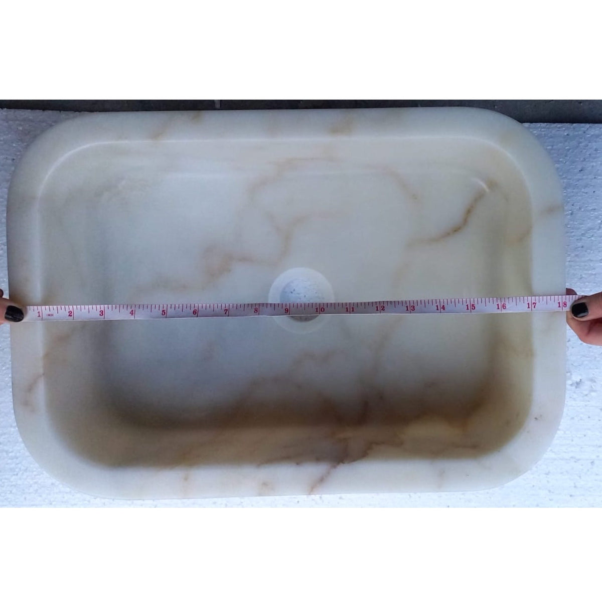 European Sugar Marble Rectangular Farmhouse Sink Artisan Semi-Polished 12.5x18x5