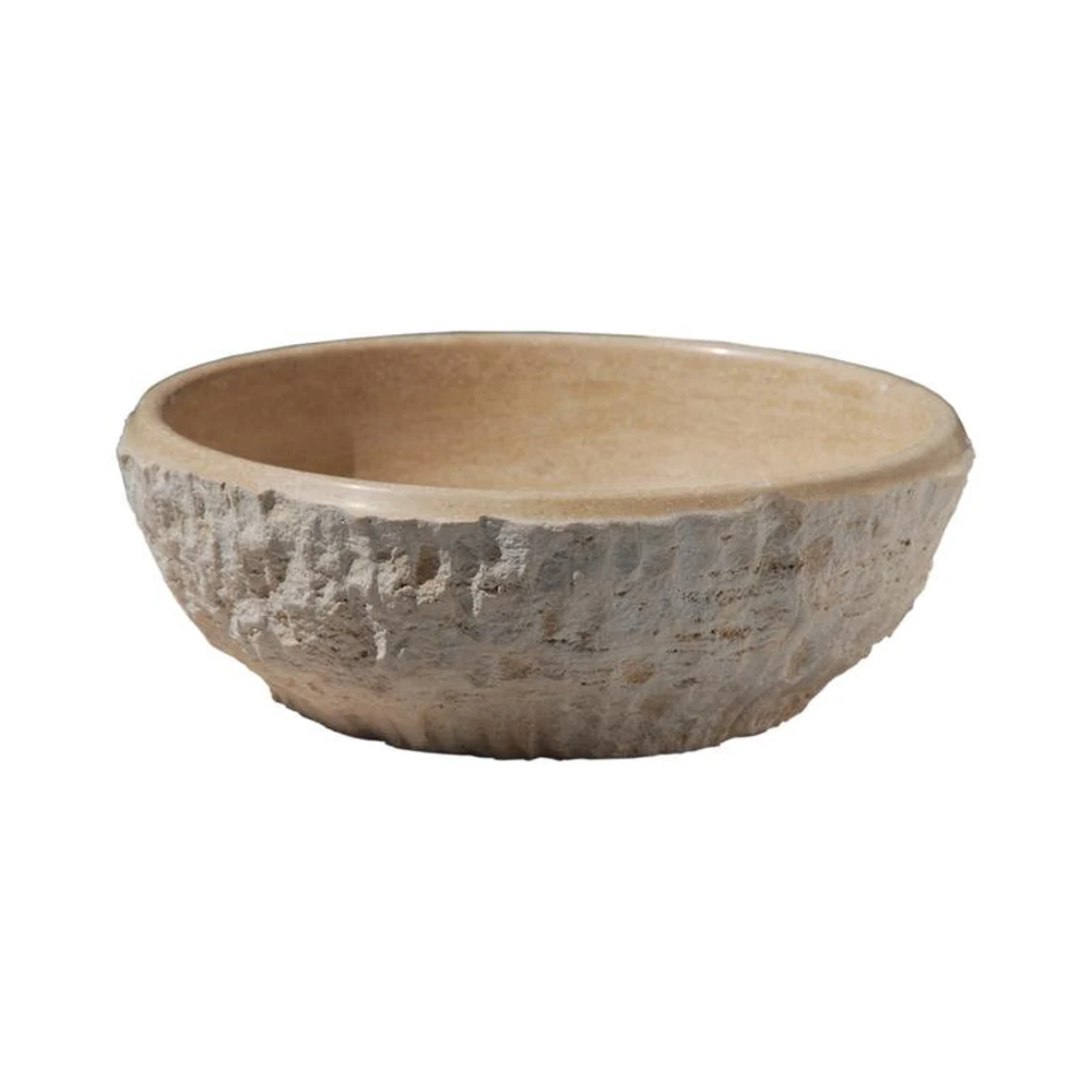 Natural Travertine Vessel Sink 16 Inch Dragon Split Face Handcrafted