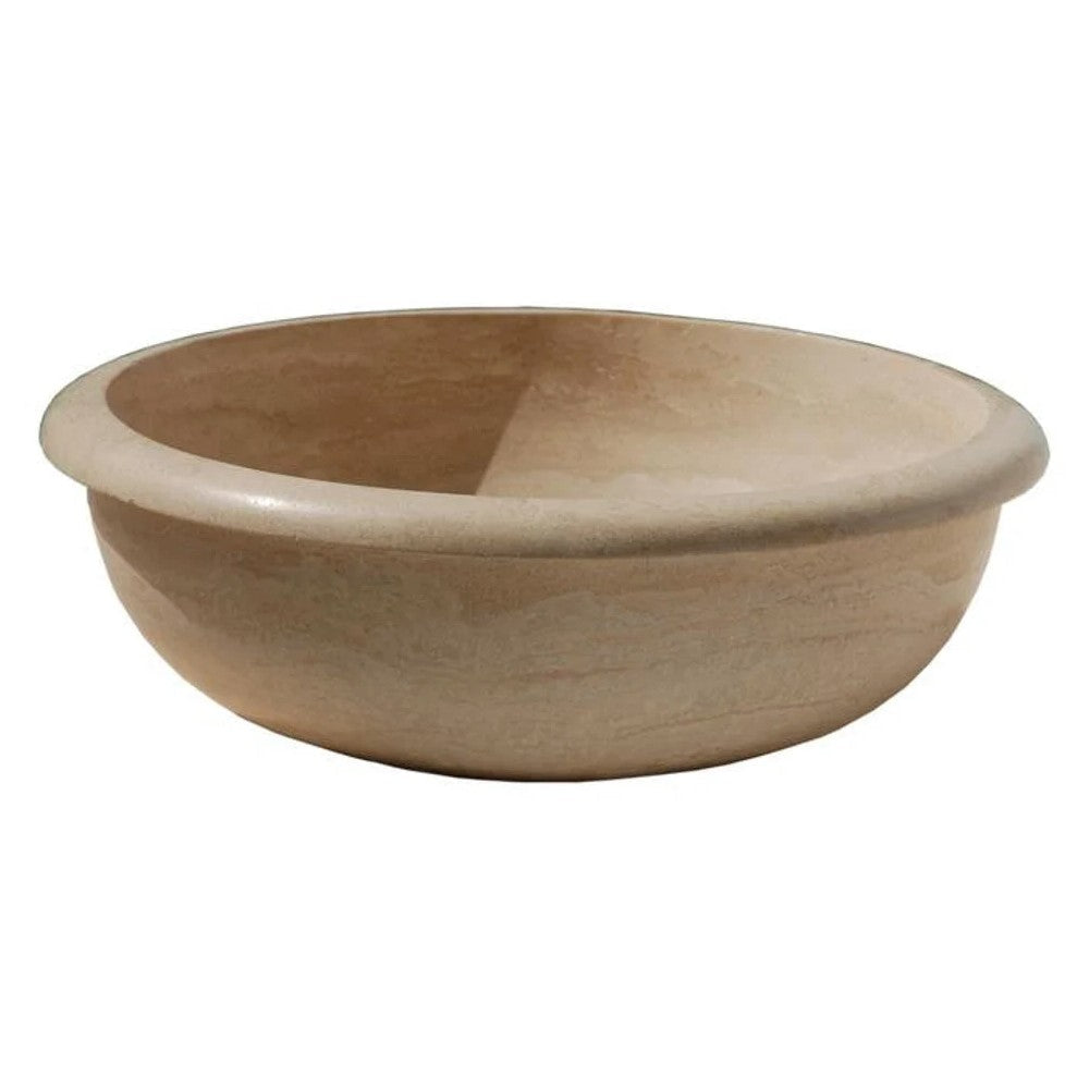 Natural Stone Light Travertine Round Vessel Sink - Drop In 16