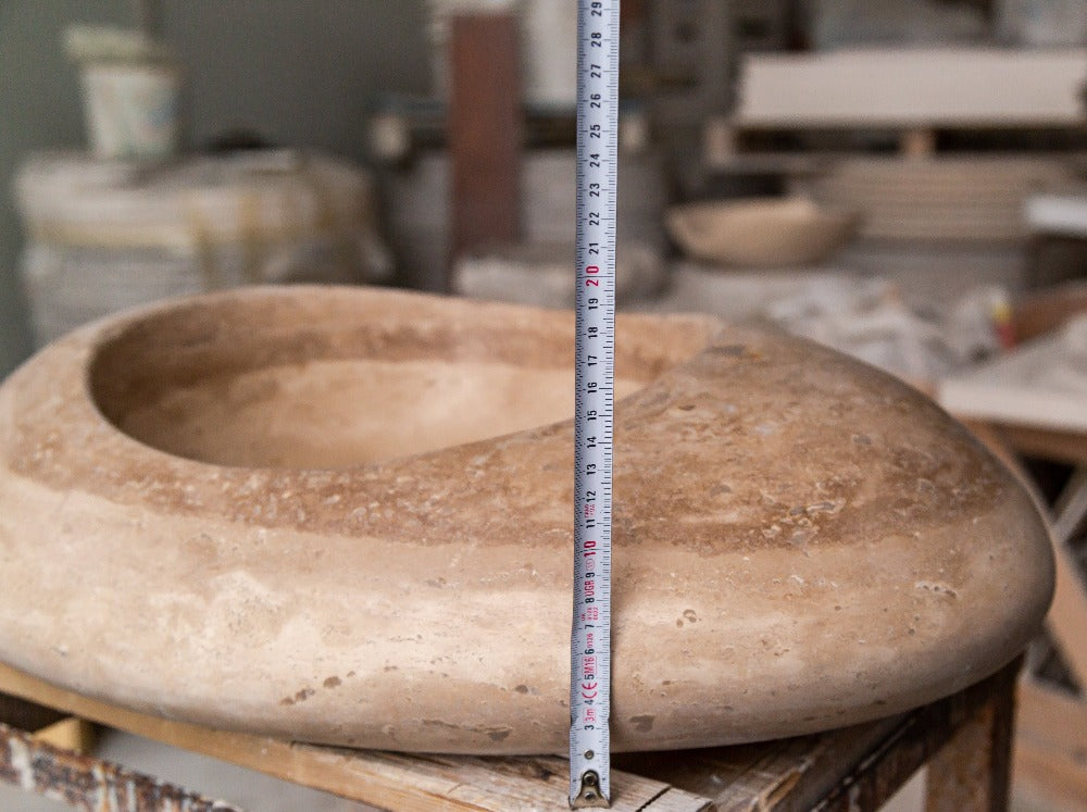 Noce Travertine Kayak Vessel Sink Honed and Filled 16x23x6