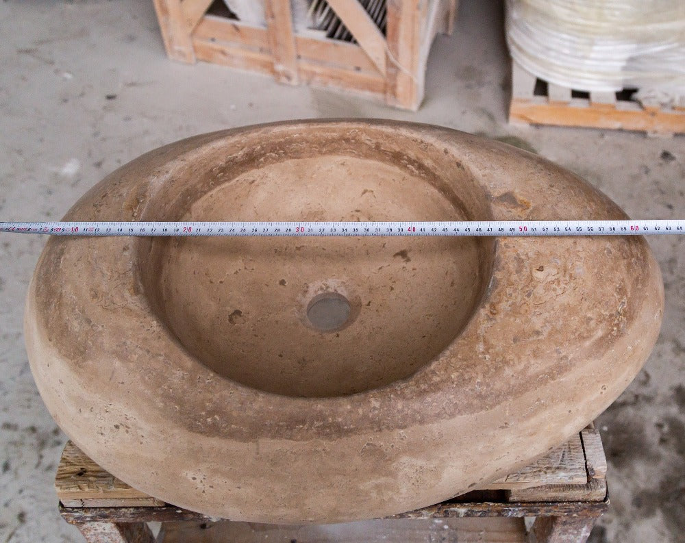 Noce Travertine Kayak Vessel Sink Honed and Filled 16x23x6