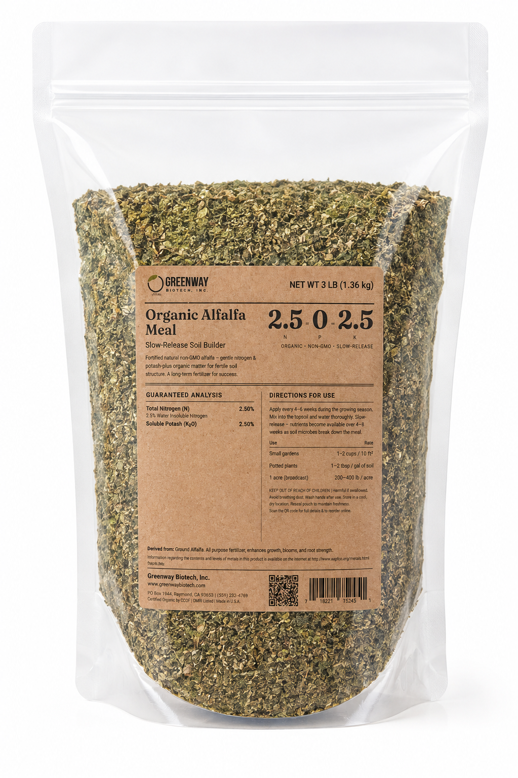 Organic Alfalfa Meal Fertilizer 2.5-0-2.5