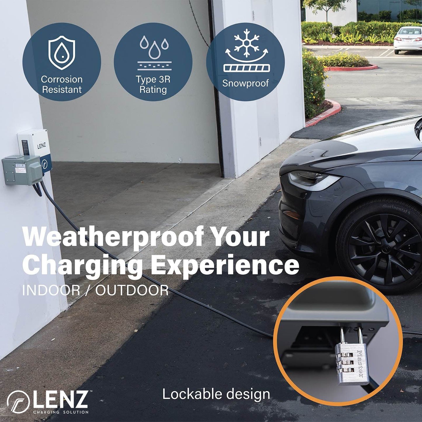 LENZ 50 Amp 125/250V NEMA 14-50 Power Outlet Box, Weatherproof Lockable Receptacle, ETL Safety Certified, for EVs RV Camper Trailer Home (NOT for Continuous Use)