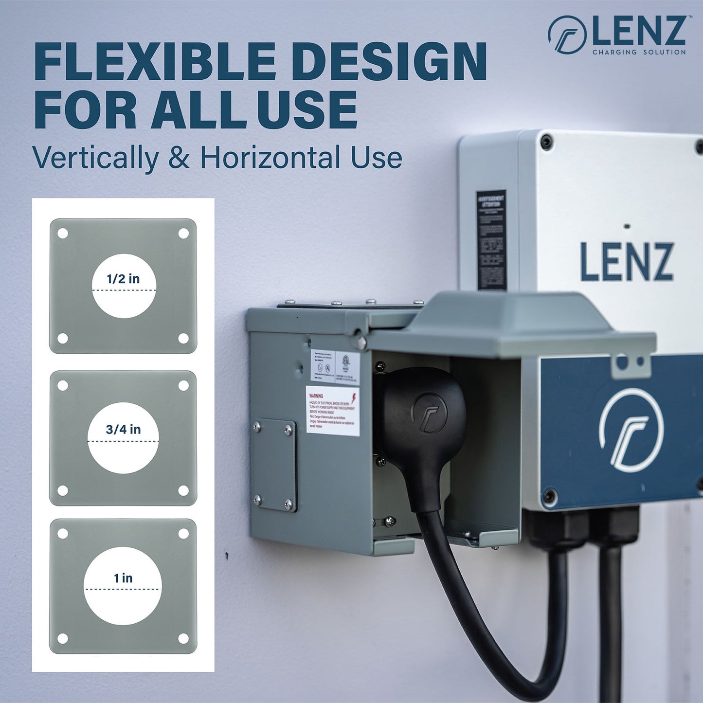 LENZ 50 Amp 125/250V NEMA 14-50 Power Outlet Box, Weatherproof Lockable Receptacle, ETL Safety Certified, for EVs RV Camper Trailer Home (NOT for Continuous Use)
