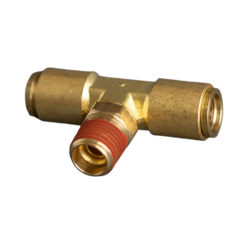 3/8in Tube to 1/4in Male Pipe Brass Push Connector Tee Ends Tube Center