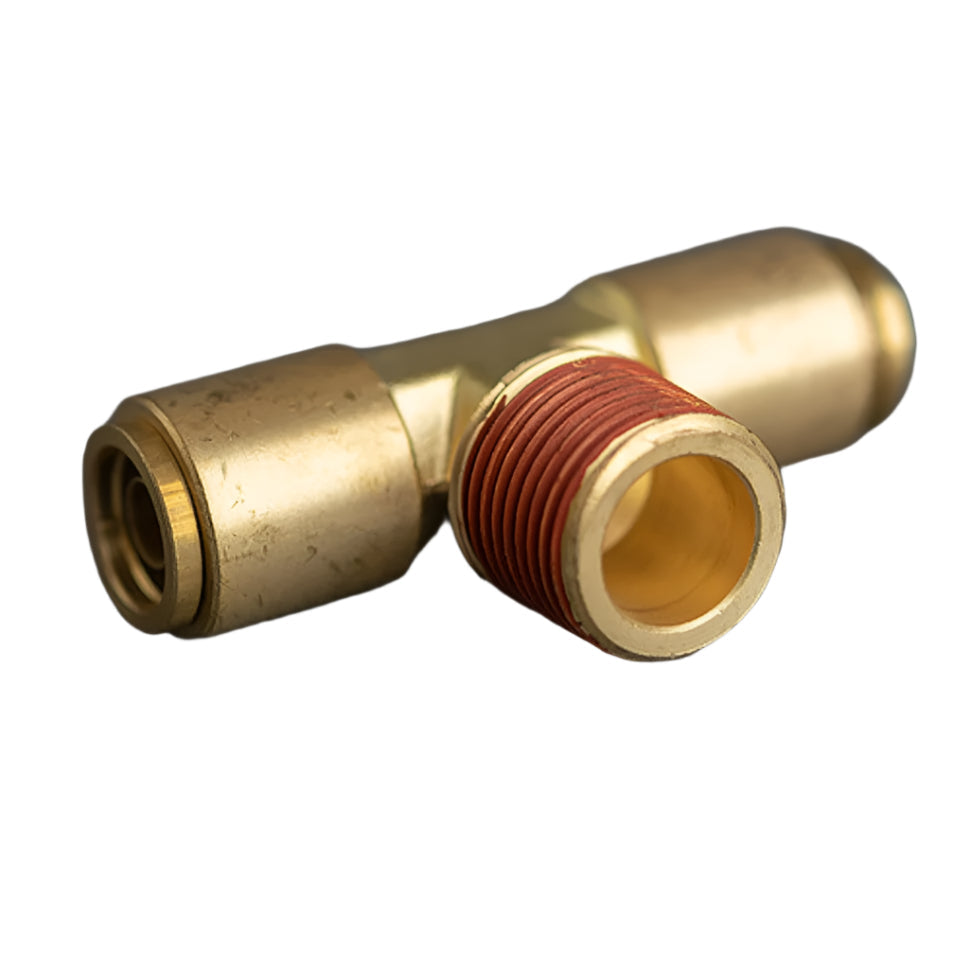 3/8in Tube to 3/8in Male Pipe Brass Push Connector Tee Ends Tube Center
