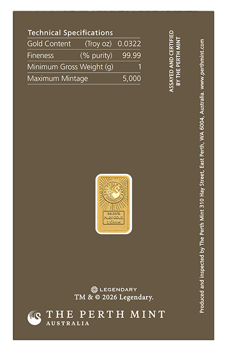 2026 Perth Mint Dune 1g Gold Bar in Card