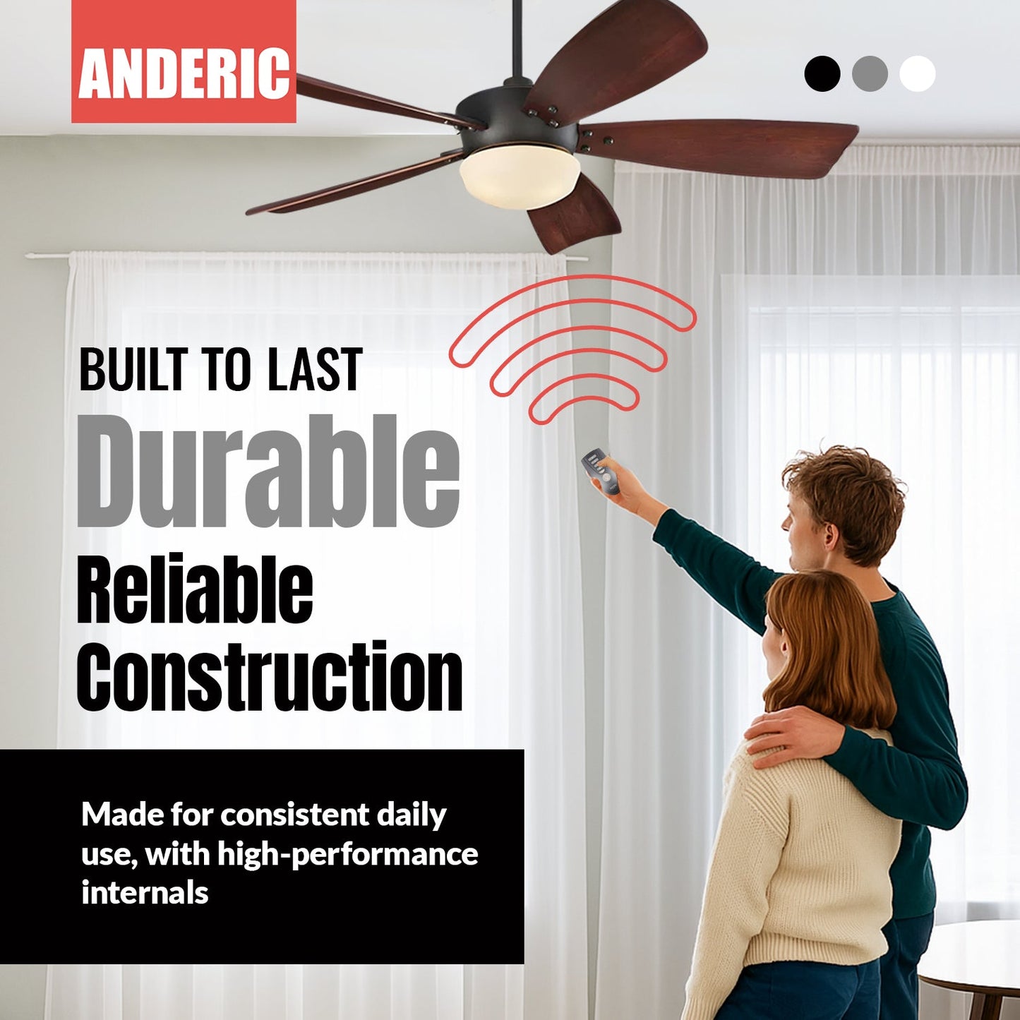 Anderic RR7222T Replacement Ceiling Fan Remote Control for Home Decorators Collection and Others | UC7222T, CHQ7222T