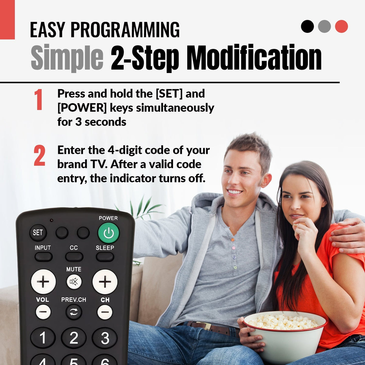 Anderic Substitute for Philips/Zenith ZN110 1-Device TV Universal Remote Control [RR1001]