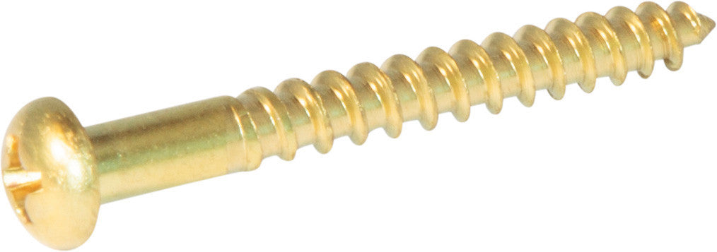 8 x 1 1/4 Phillips Round Wood Screw Brass