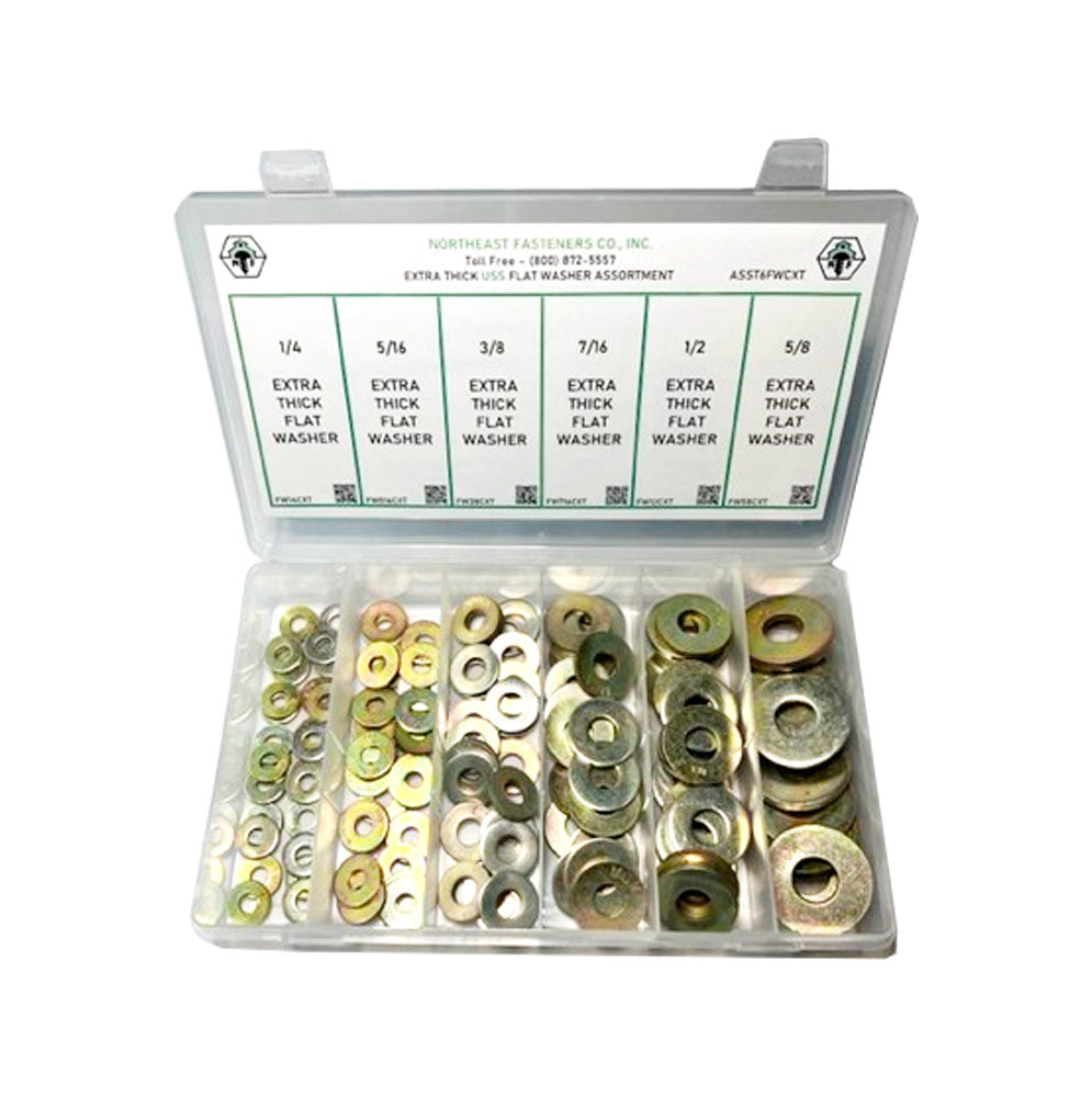 120 Piece Thru-hardened USS Extra Thick Flat Washer Assortment Starter Kit