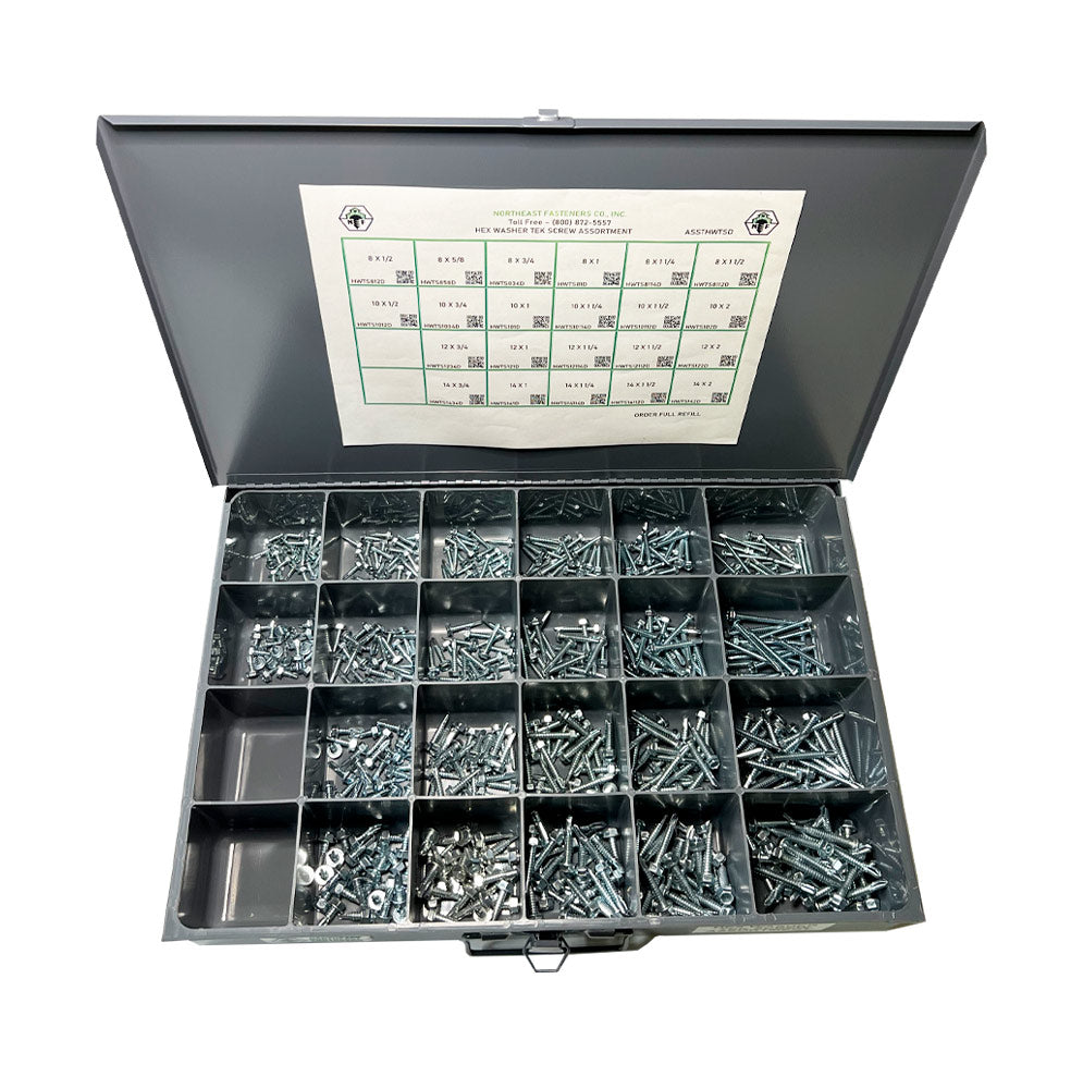 550 Piece Hex Washer Tek Screw Assortment Refill