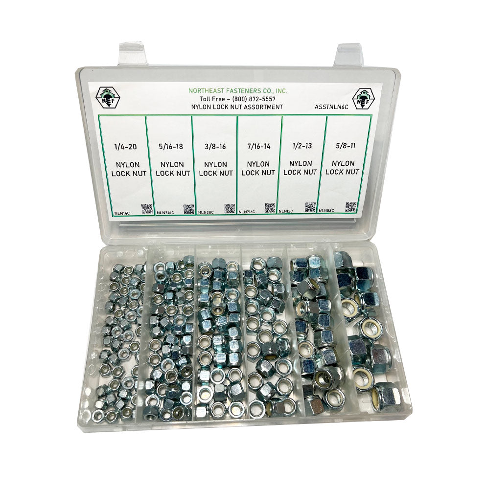 190 Piece Lock Nut Assortment Starter Kit Low Carbon Nylon