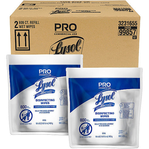 Lysol® Pro Disinfecting Wipe Bucket Refill, 2 Bags, 1600 Wipes (99857CT)