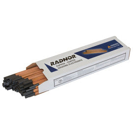 Radnor 64002229 3/8'' X 5/32'' X 12'' Copper-Coated Flat Gouging Carbon Air/Carbon Arc Gouging Electrode (50 Per Box)