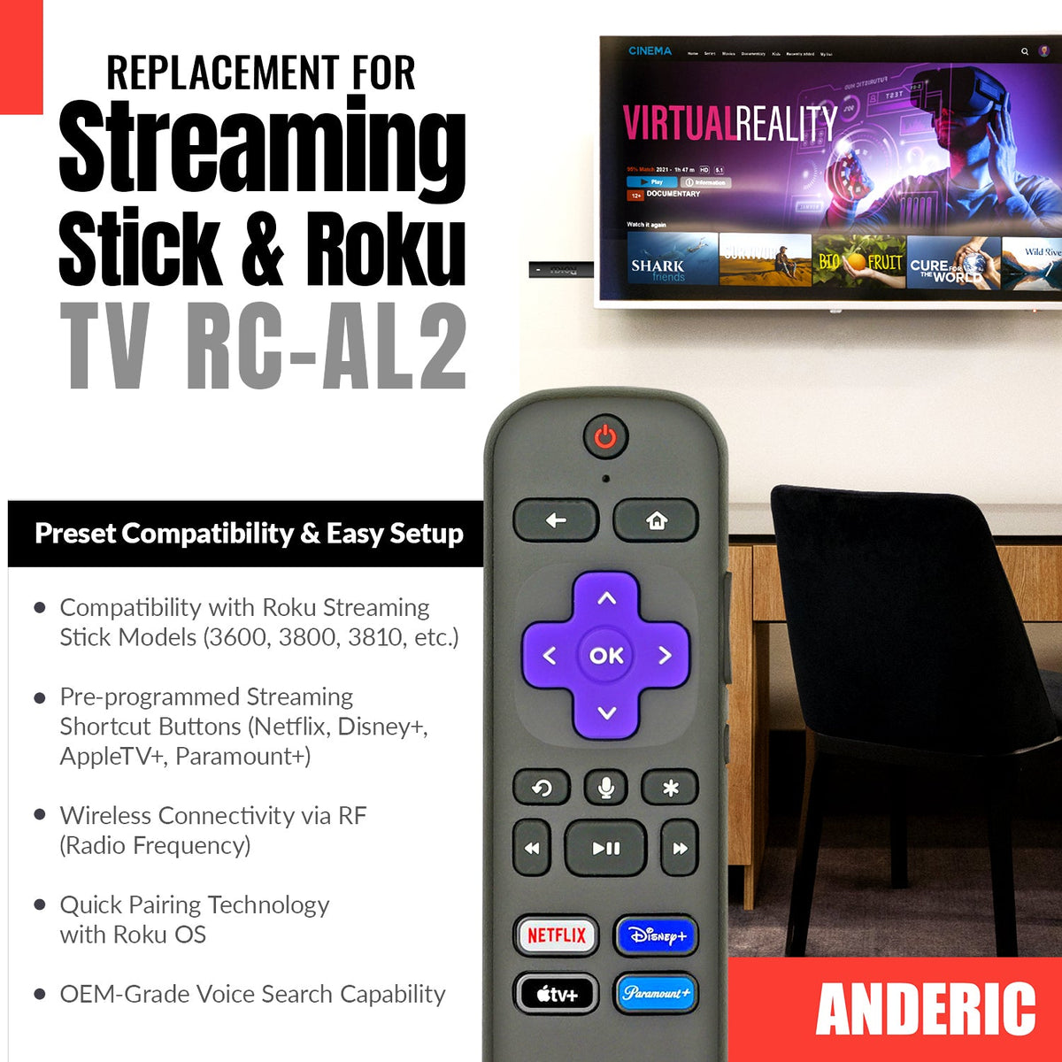 Hisense RC-FA5 2023 ROKU TV Remote Control | Voice | RF - 3226001295
