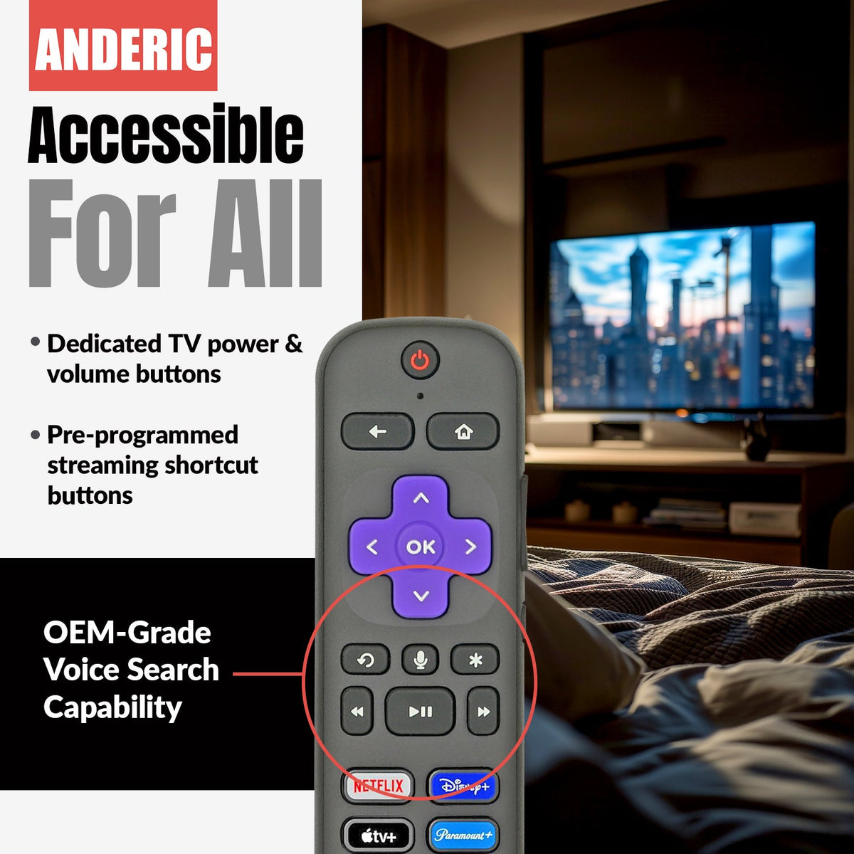 Roku RC-AL7 / TC2-RCB14 Voice Streaming Stick Remote Control | VOICE - 3226000889