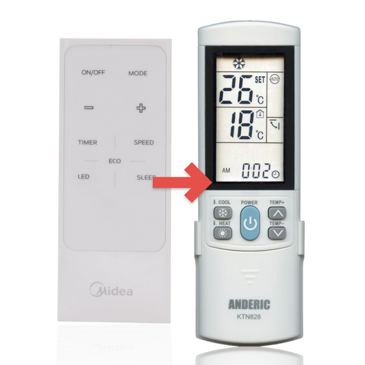 Anderic Substitute for Midea RG15A7(B)/E U-shaped Window Air Conditioner Remote Control - 17317000A58346 [KTN828]