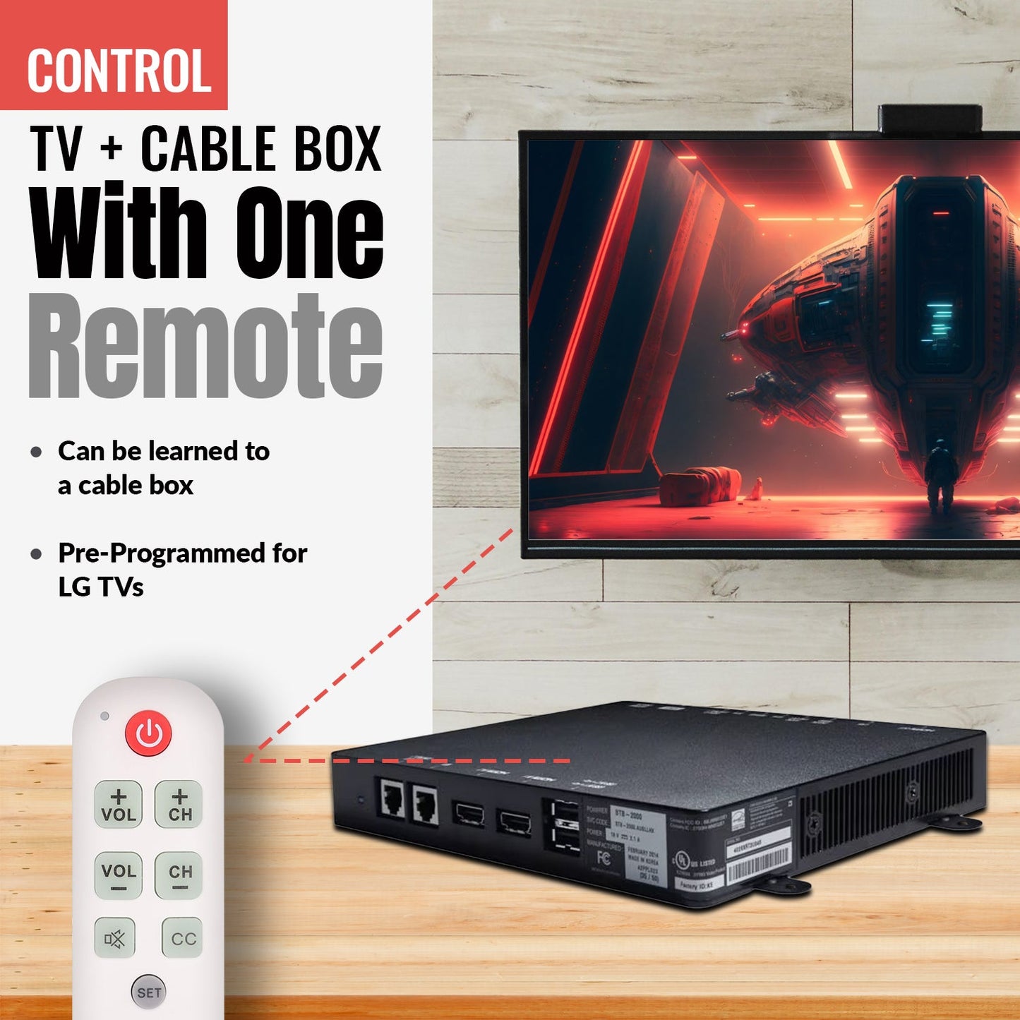Anderic RR1004 Simple Big Button 1-Device TV Universal Remote Control
