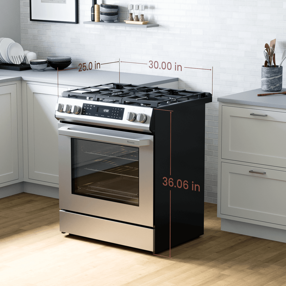 Rangaire 30" Gas Range Self-cleaning Air Fry True Convection Oven Slide-in Stainless Steel RRG303GS