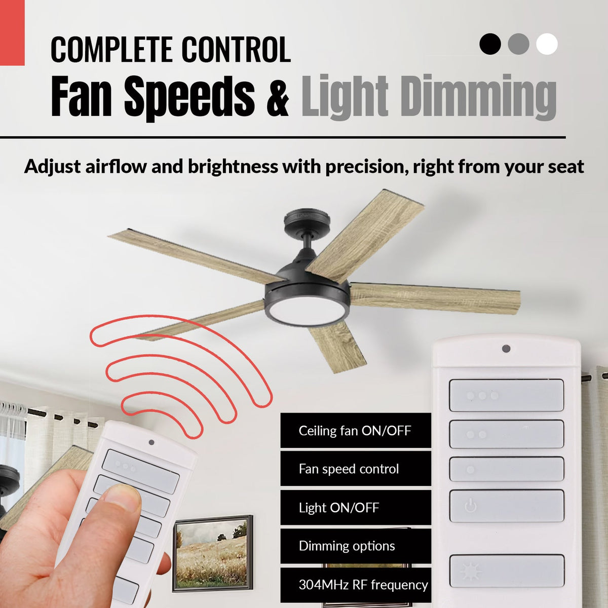 Anderic RRTX00I Ceiling Fan Remote Control for Harbor Breeze | A25-TX00I / TR258A / KUJCE10512