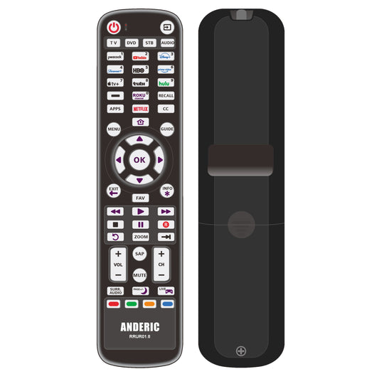Anderic RRUR01.8 4-Device Universal Remote Control for Roku Streaming Players & Roku TV's with Backlighting, Learning, and Macro