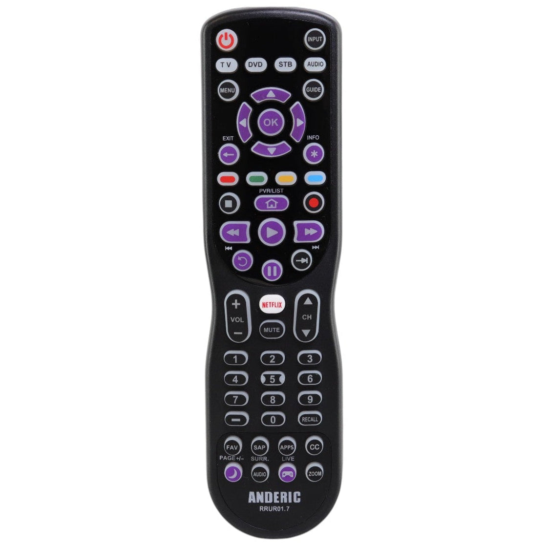 Anderic Substitute for RCA RCR004RWD 4-Device Universal Remote Control [RRUR01]