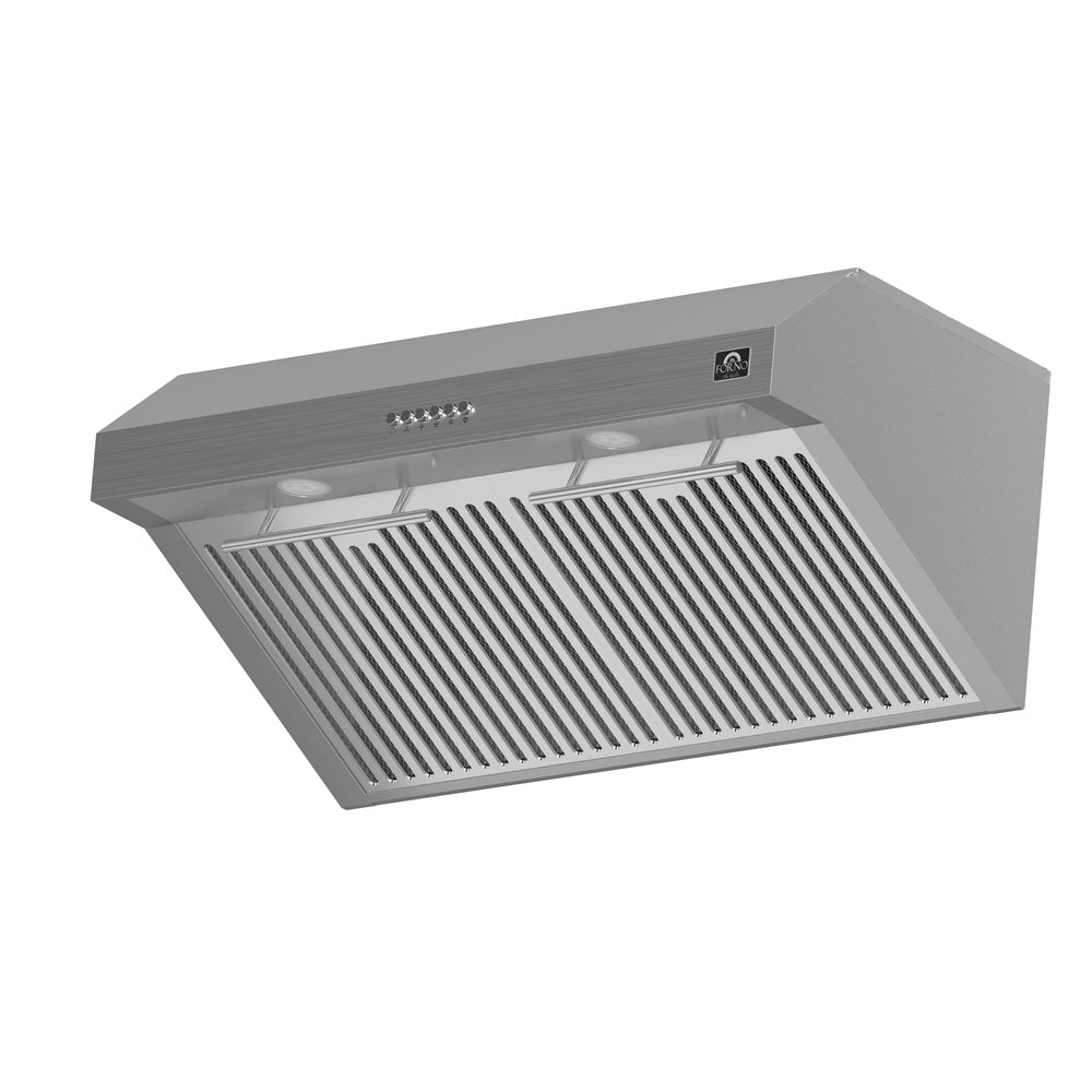 Forno Bari Espresso 30-Inch Under Cabinet Range Hood, Stainless Steel, 400 CFM, LED Lighting, Dishwasher-Safe Baffle Filters, 4-Speed Fan Control