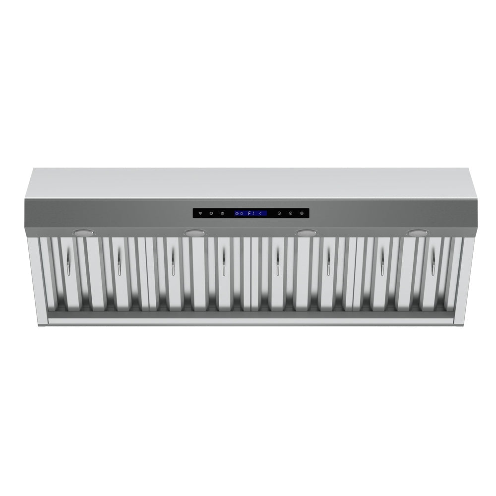 Forno Palazzo 48-Inch Wall Mounted Range Hood, Stainless Steel, Heavy Duty Baffle Filters, Remote Control