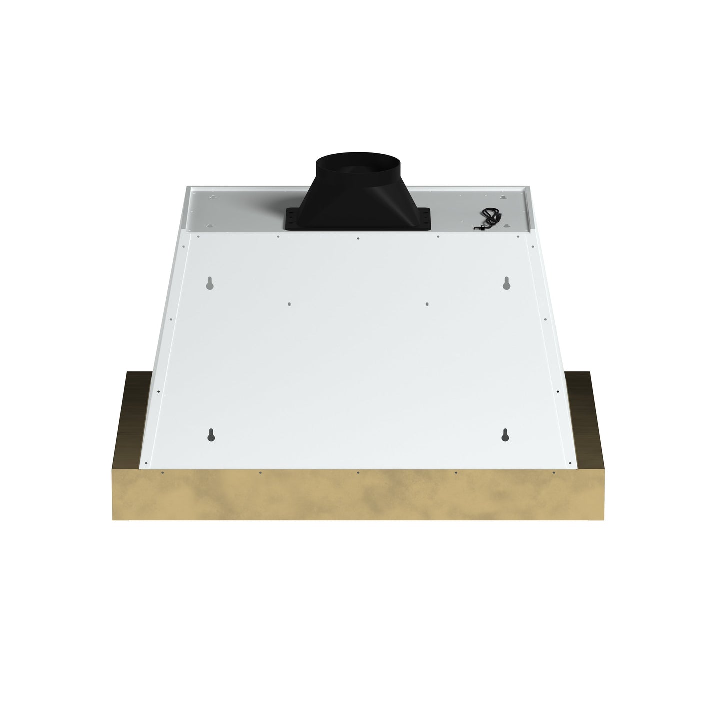 Forno Vittorio 36-Inch Wall Mount Range Hood, White with Antique Brass Trim, 424 CFM Airflow, Dishwasher-Safe Baffle Filters, Remote Control, 3-Speed Fan, Bright LED Lighting.