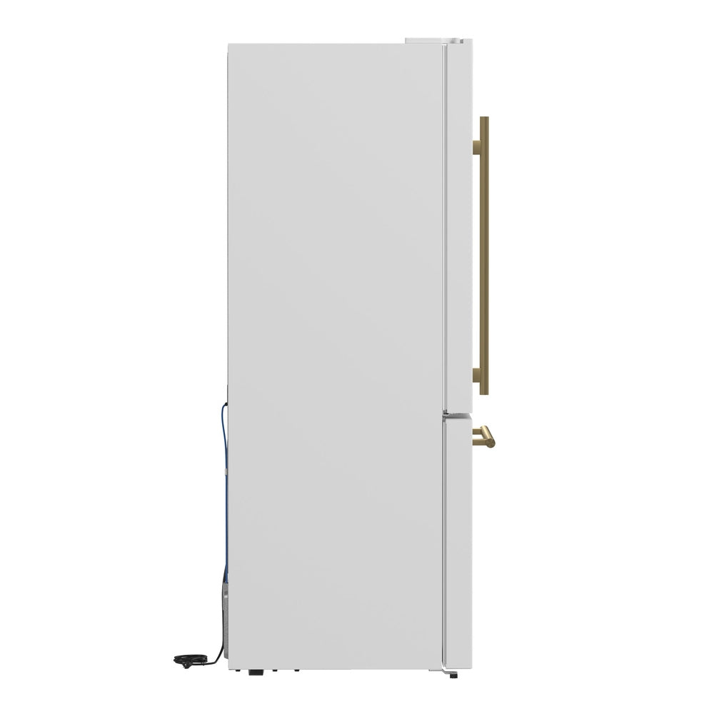 Forno Milano Espresso 31-Inch White Bottom Freezer Refrigerator, 17.2 Cu. Ft., Energy-Efficient, No Frost, Built-In Ice Maker