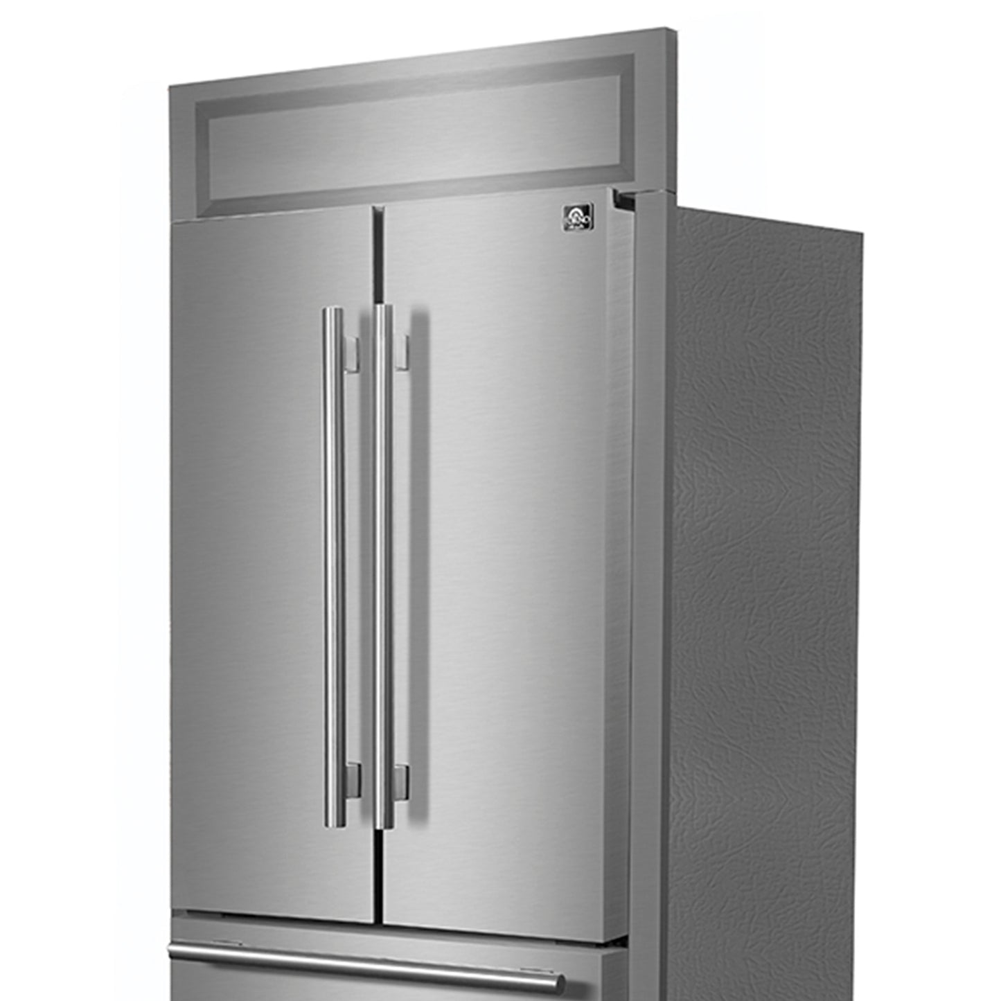 Forno Gallipoli 30-Inch French Door Refrigerator, 17.5 cu.ft Capacity, Modern Decorative Grill, 34-Inch Width, Stainless Steel, No Frost Technology, Energy Efficient
