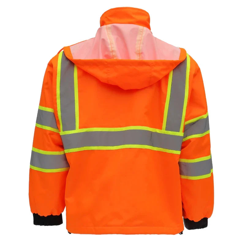 Hi-Vis Class 3 Zip-Up Jacket with Hood – Double Strip
