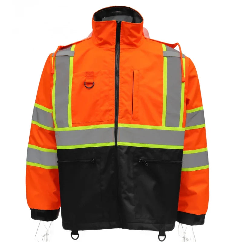 Hi-Vis Class 3 Zip-Up Jacket with Hood – Double Strip