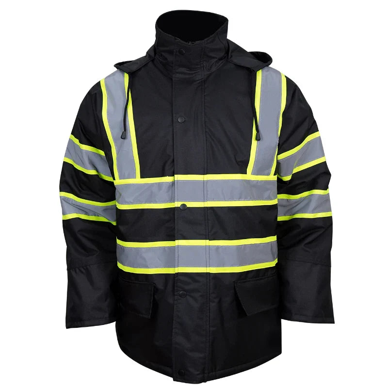 2-Tone Reflective Parka Jacket with Hood and Front Pockets – Everyday Workwear