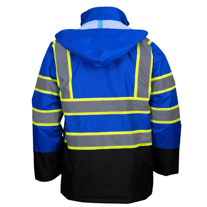 2-Tone Reflective Parka Jacket with Hood and Front Pockets – Everyday Workwear