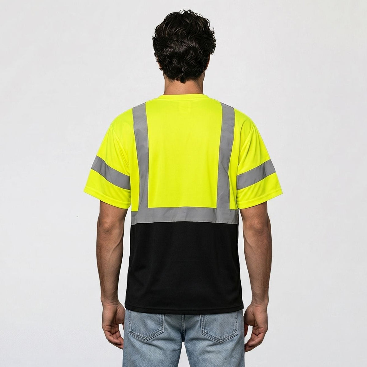 High Visibility Safety Color Block T-Shirt with Front Pocket – Reflective Unisex Workwear