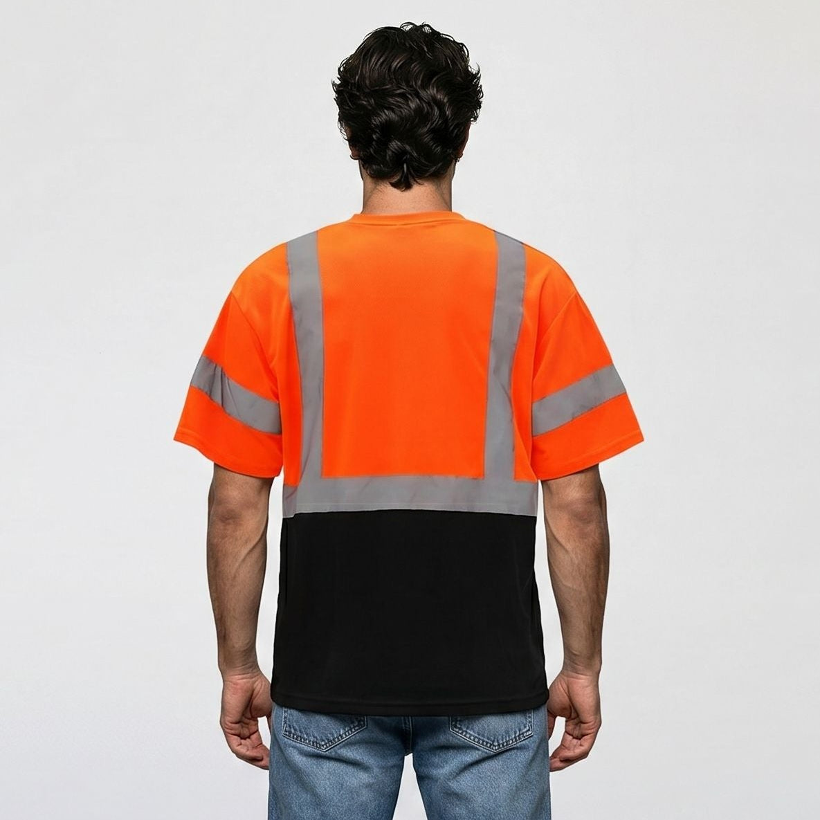 High Visibility Safety Color Block T-Shirt with Front Pocket – Reflective Unisex Workwear