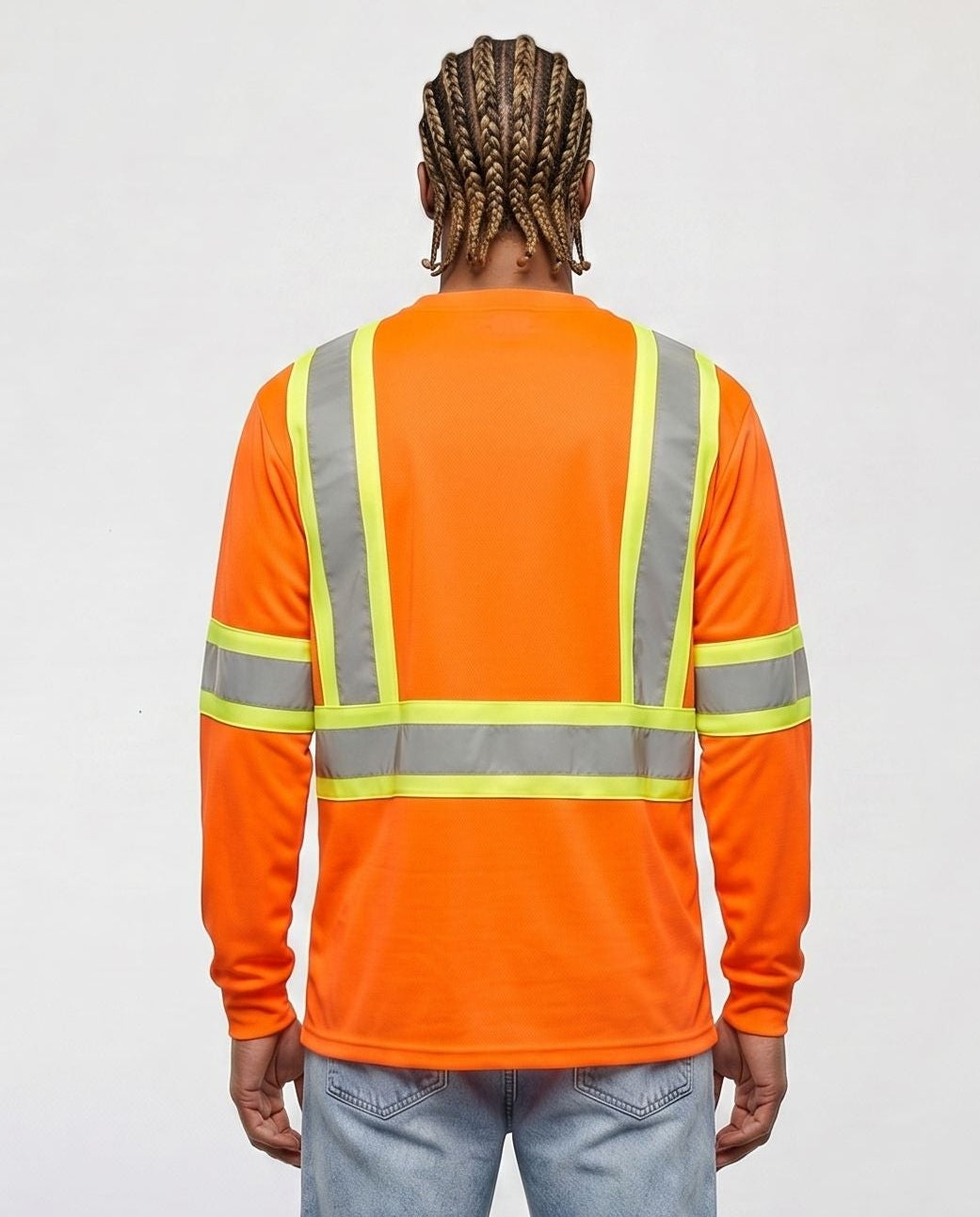 High Visibility Safety Long Sleeve T-Shirt with Front Pocket – Reflective Workwear for Maximum Safety