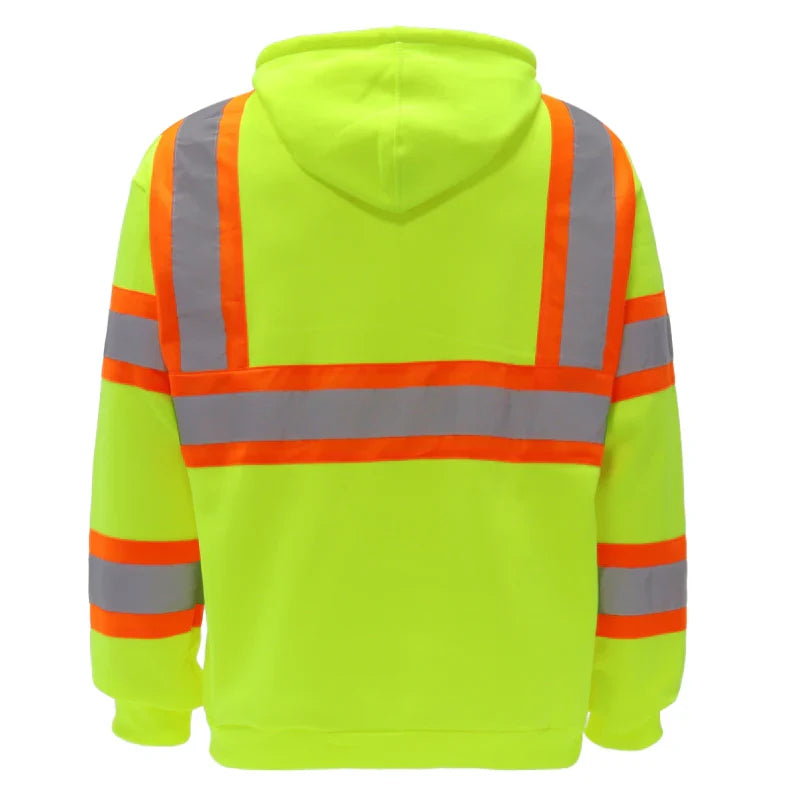 Hi-Vis Class 3 Reflective Stripe Pullover Hoodie with Front Pocket