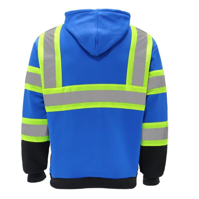 Color Block Pullover Hoodie with Reflective Stripes – Everyday Workwear