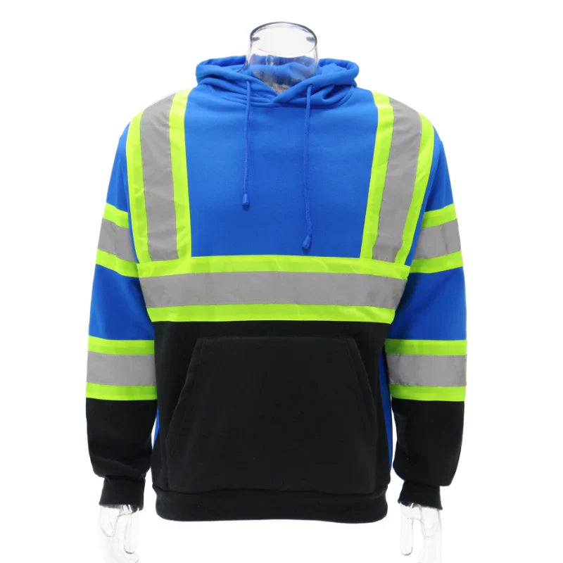 Color Block Pullover Hoodie with Reflective Stripes – Everyday Workwear
