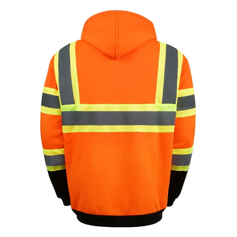 Hi-Vis Class 3 Color Block Pullover Hoodie with Reflective Stripes