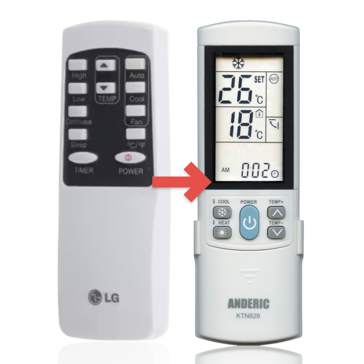Anderic Substitute for LG COV30332901 Portable Air Conditioner Remote Control [KTN828]
