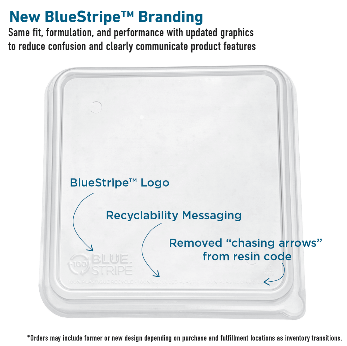 Eco-Products BlueStripe 9in Shallow Recycled PET Lid for Square Molded Fiber Containers (QTY 200), SKU EP-SCS9SLIDR