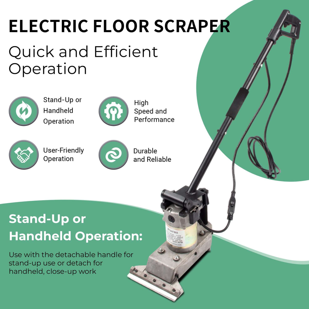 SM06 Electric Floor Scraper Machine, 3800 RPM, Vinyl Carpet Rubber Floor Remover