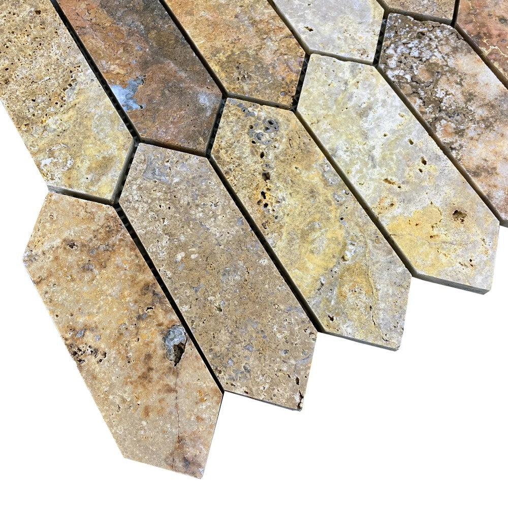 Scabos Travertine Strada Design on 12" x 12" Mesh Mosaic Tile